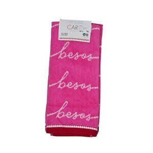 Caro Home Besos (Kisses) Valentines Day Kitchen Towels XOXO Set of 2 Pink